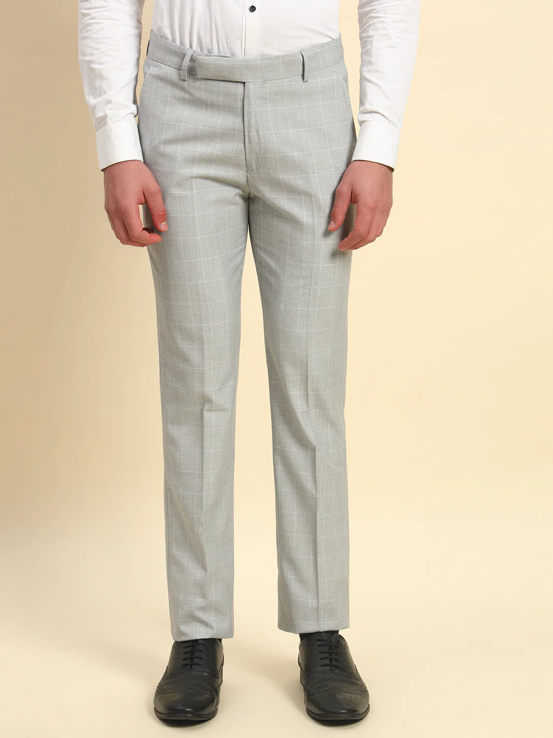 Formal Trouser for Men l Breathable & Soft with Color Fastness Regular Fit Poly Viscose Fabric Checkered Pattern Hook & Bar Closure - Image 2