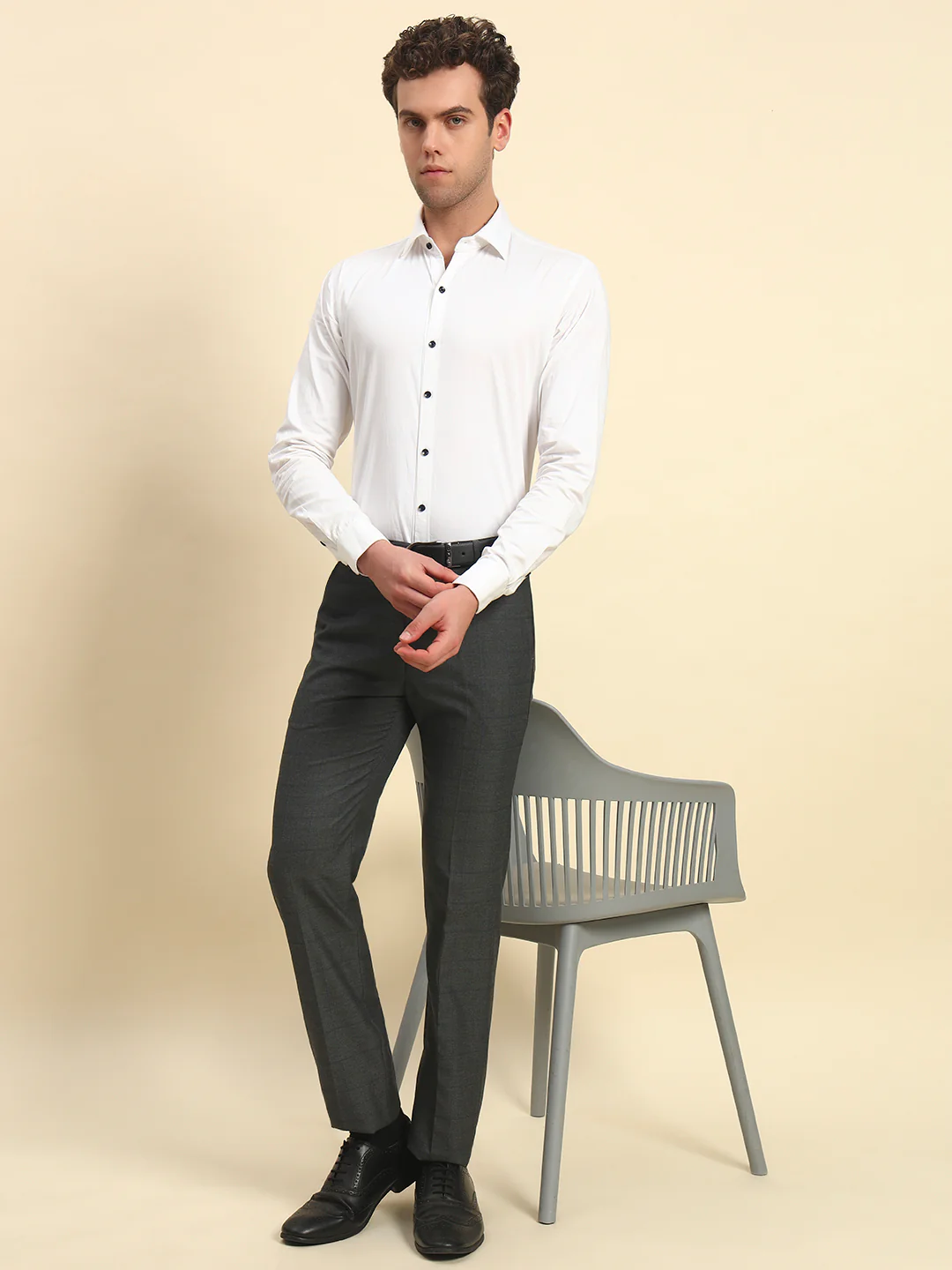 Formal Trouser for Men l Breathable & Soft with Color Fastness Regular Fit Poly Viscose Fabric Checkered Pattern Hook & Bar Closure - Image 7