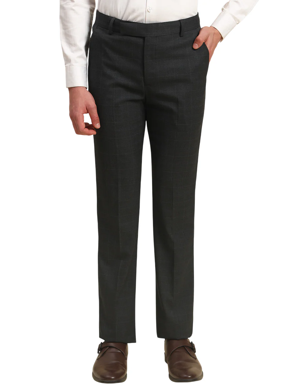 Formal Trouser for Men | Breathable & Soft with Color Fastness Regular Fit Poly Viscose Fabric Checkered Pattern Hook & Bar Closure - Image 4