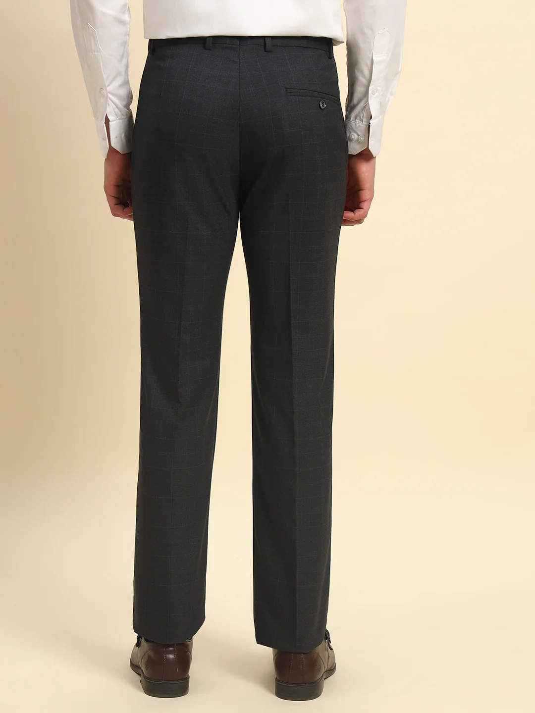 Formal Trouser for Men | Breathable & Soft with Color Fastness Regular Fit Poly Viscose Fabric Checkered Pattern Hook & Bar Closure - Image 7