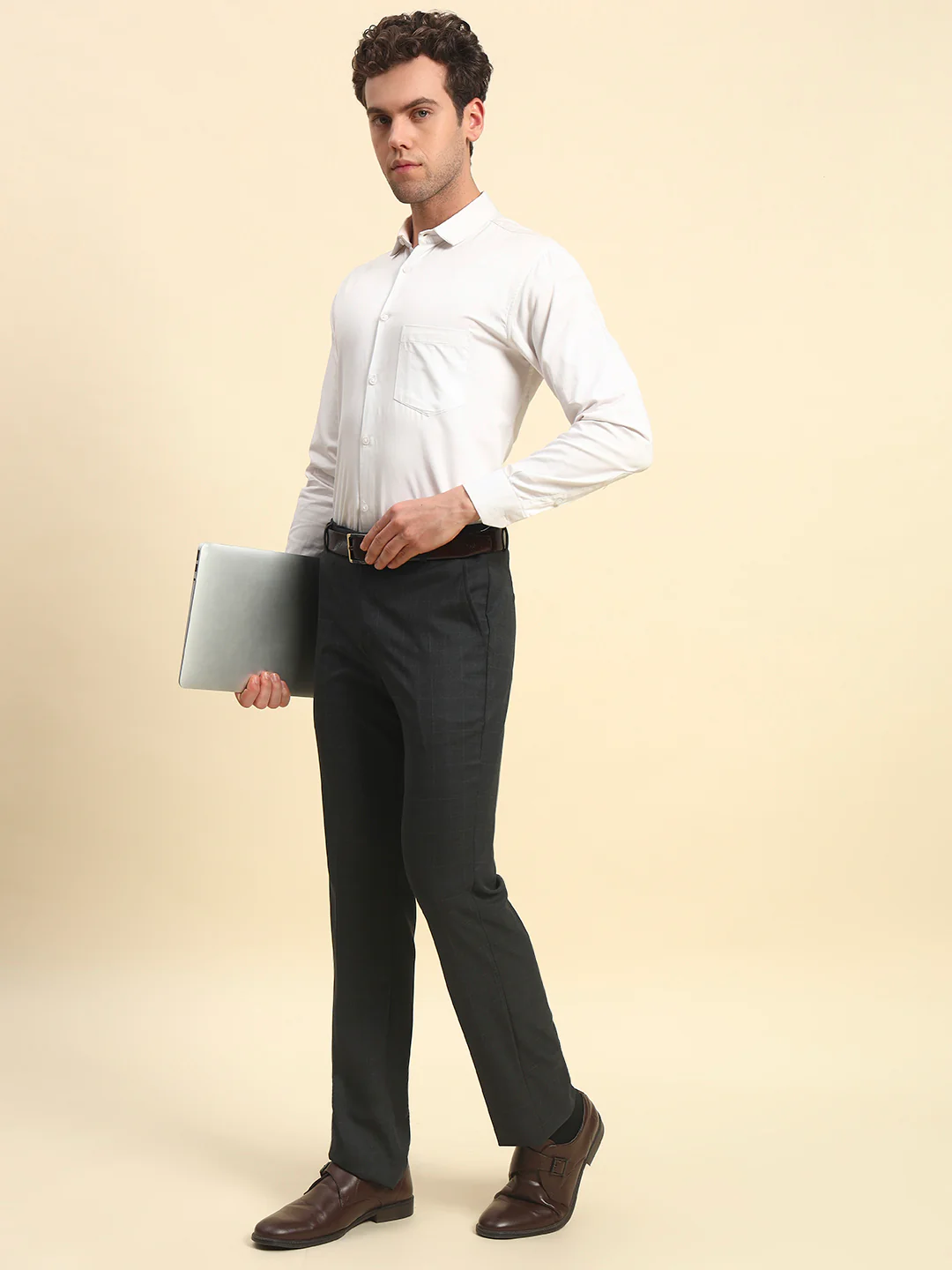 Formal Trouser for Men | Breathable & Soft with Color Fastness Regular Fit Poly Viscose Fabric Checkered Pattern Hook & Bar Closure - Image 8