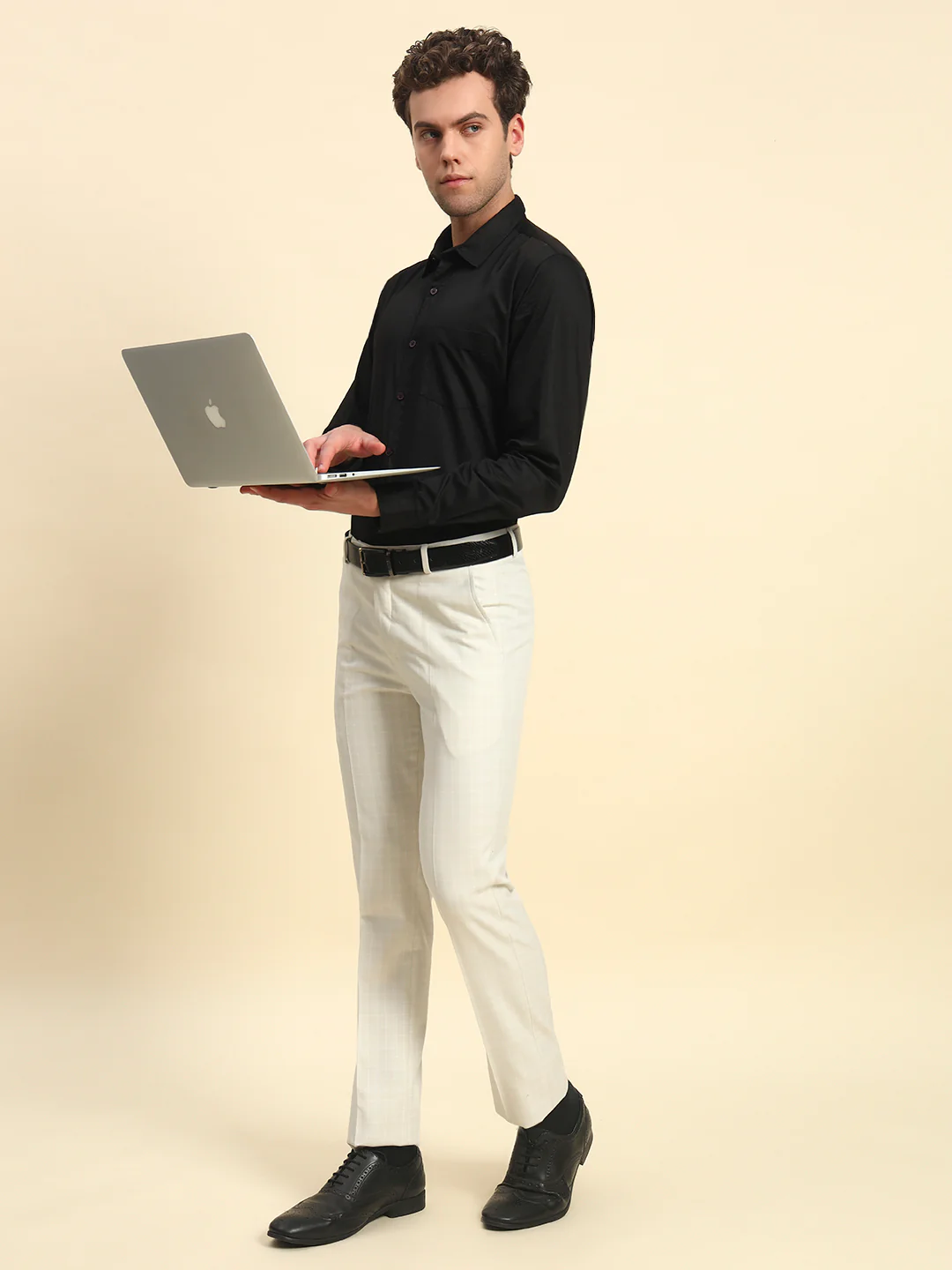 Formal Trouser for Men l Breathable & Soft with Color Fastness Regular Fit Poly Viscose Fabric Checkered Pattern Hook & Bar Closure - Image 7