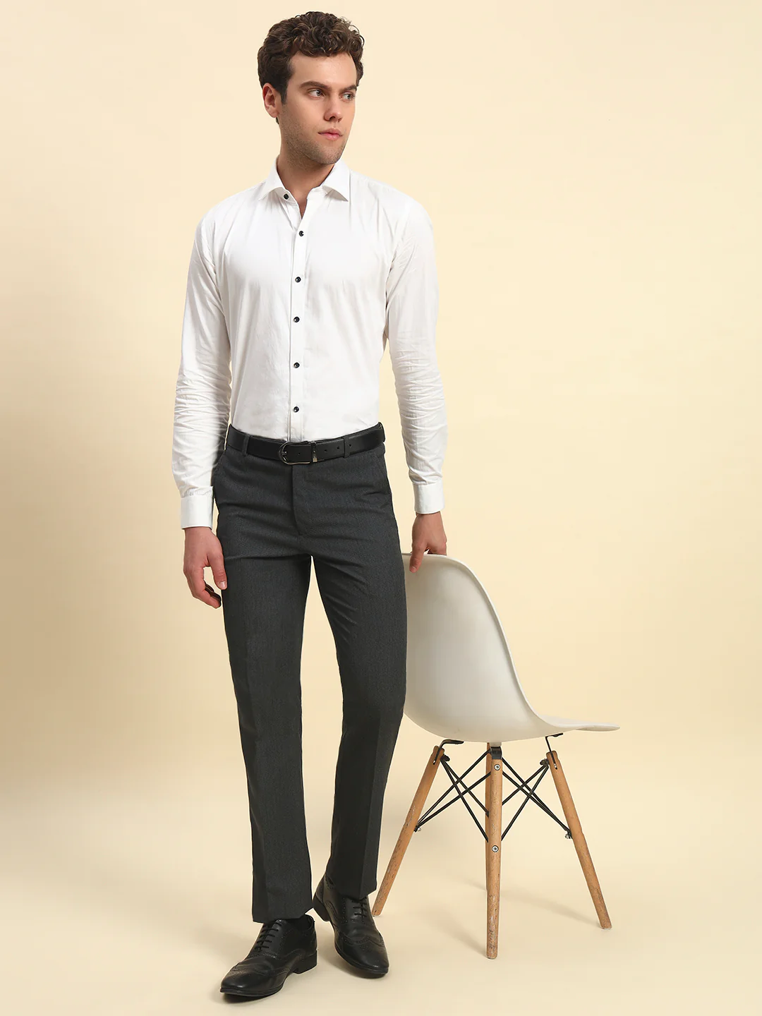 Formal Trouser for Men l Breathable & Soft with Color Fastness Regular Fit Poly Viscose Fabric Self Design Pattern Hook & Bar Closure - Image 7