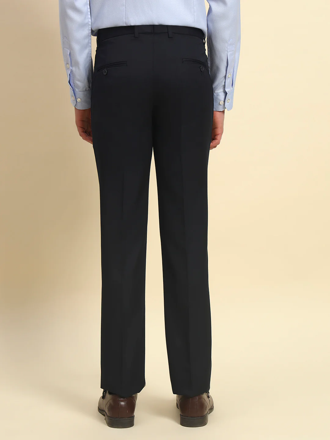 Formal Trouser for Men l Breathable & Soft with Color Fastness Regular Fit Poly Viscose Fabric Solid Pattern Hook & Bar Closure - Image 7