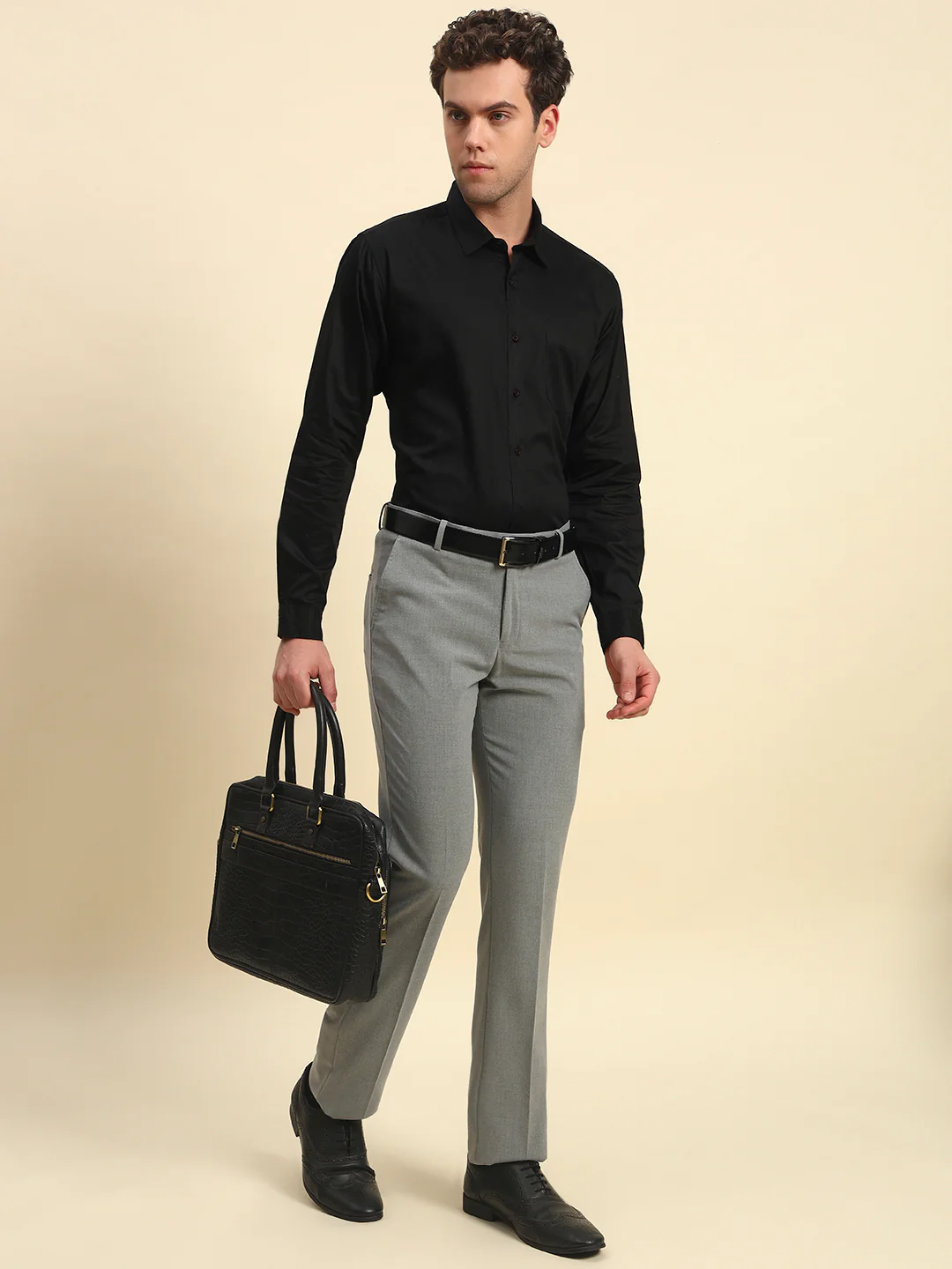 Formal Trouser for Men l Breathable & Soft with Color Fastness Regular Fit Poly Viscose Fabric Solid Pattern Hook & Bar Closure - Image 6