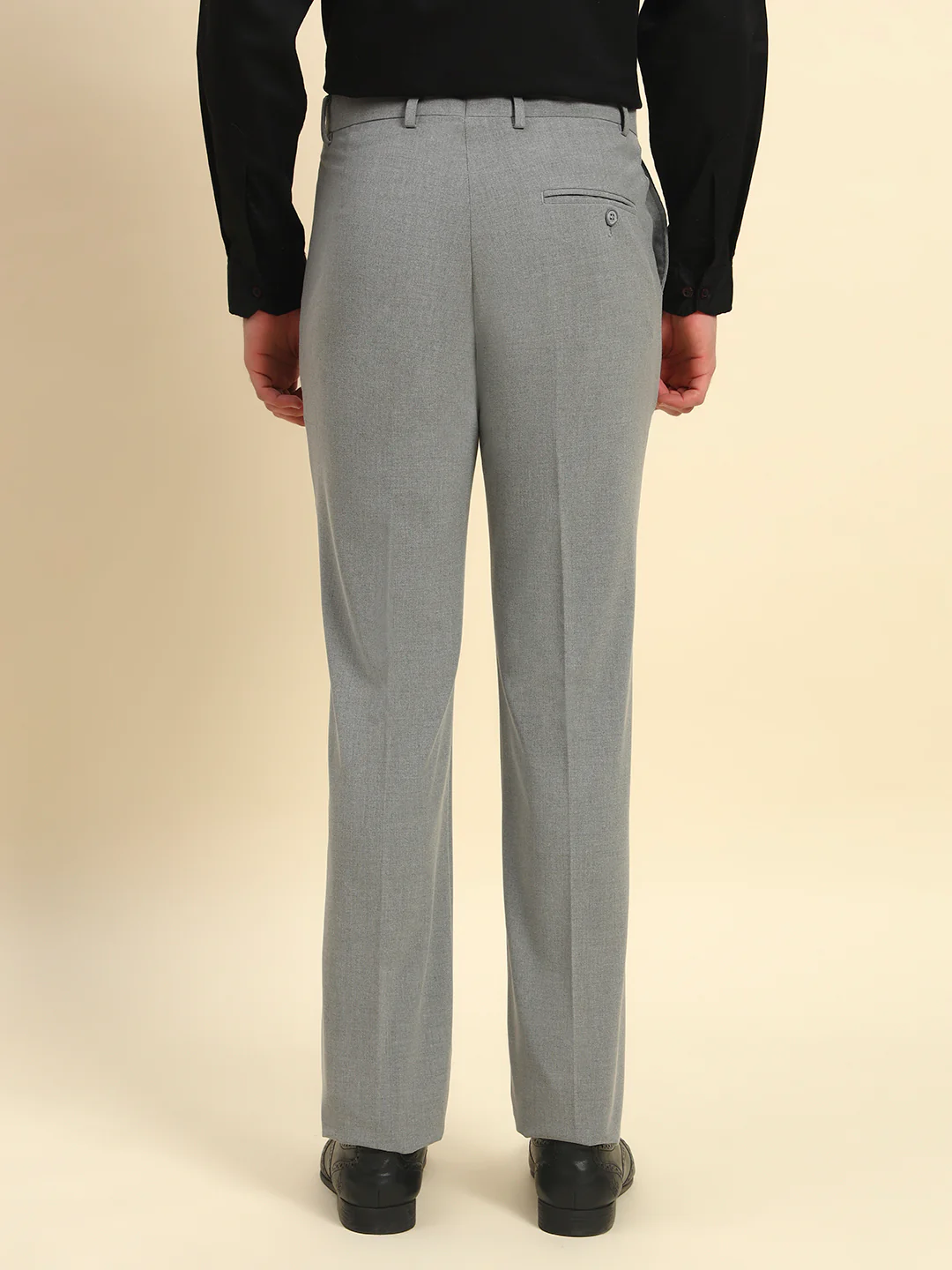 Formal Trouser for Men l Breathable & Soft with Color Fastness Regular Fit Poly Viscose Fabric Solid Pattern Hook & Bar Closure - Image 7