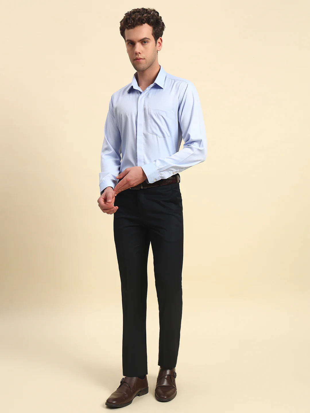 Formal Trouser for Men l Breathable & Soft with Color Fastness Regular Fit Poly Viscose Fabric Solid Pattern Hook & Bar Closure - Image 7