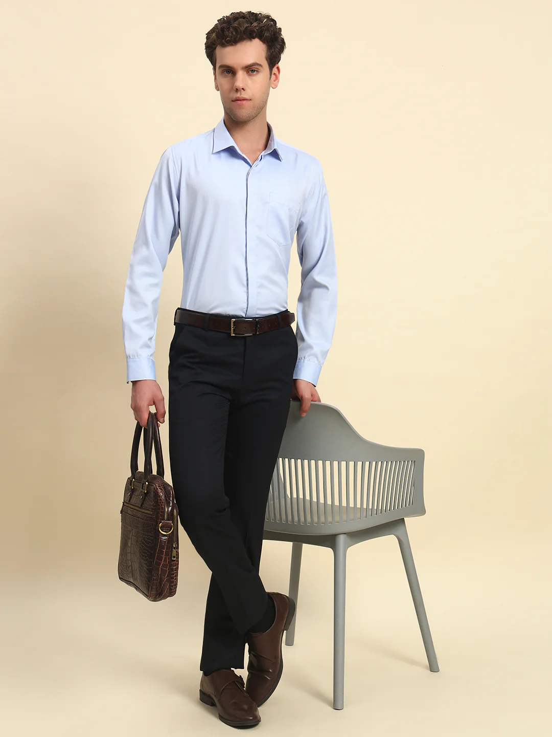 Formal Trouser for Men l Breathable & Soft with Color Fastness Regular Fit Poly Viscose Fabric Solid Pattern Hook & Bar Closure - Image 8