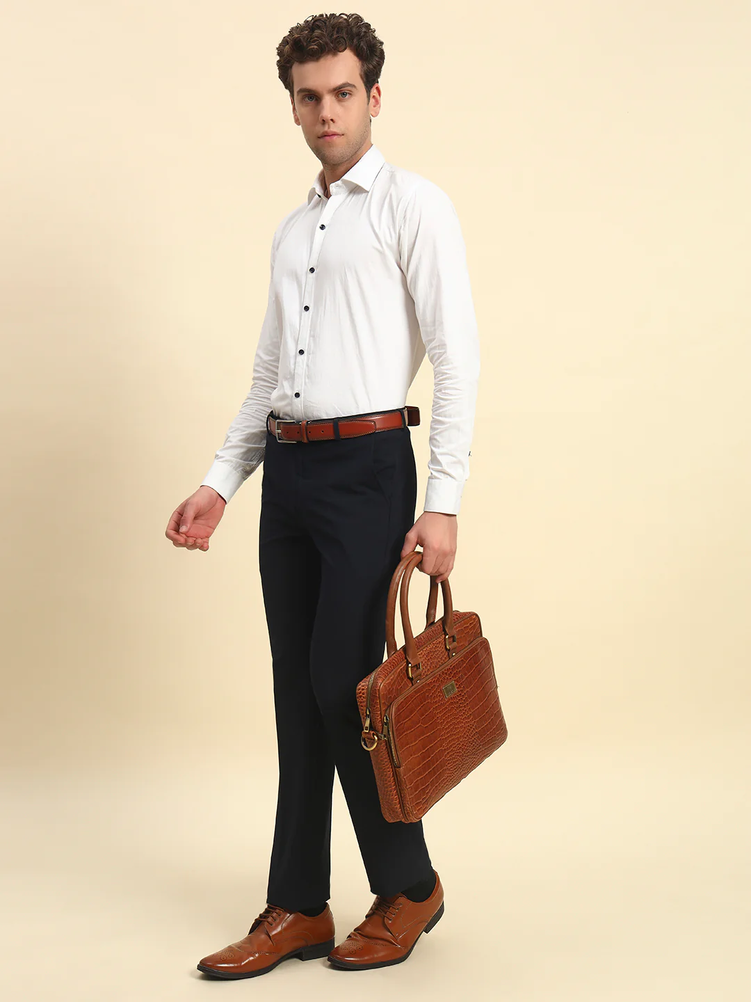 Formal Trouser for Men l Breathable & Soft with Color Fastness Regular Fit Poly Viscose Fabric Solid Pattern Hook & Bar Closure - Image 6