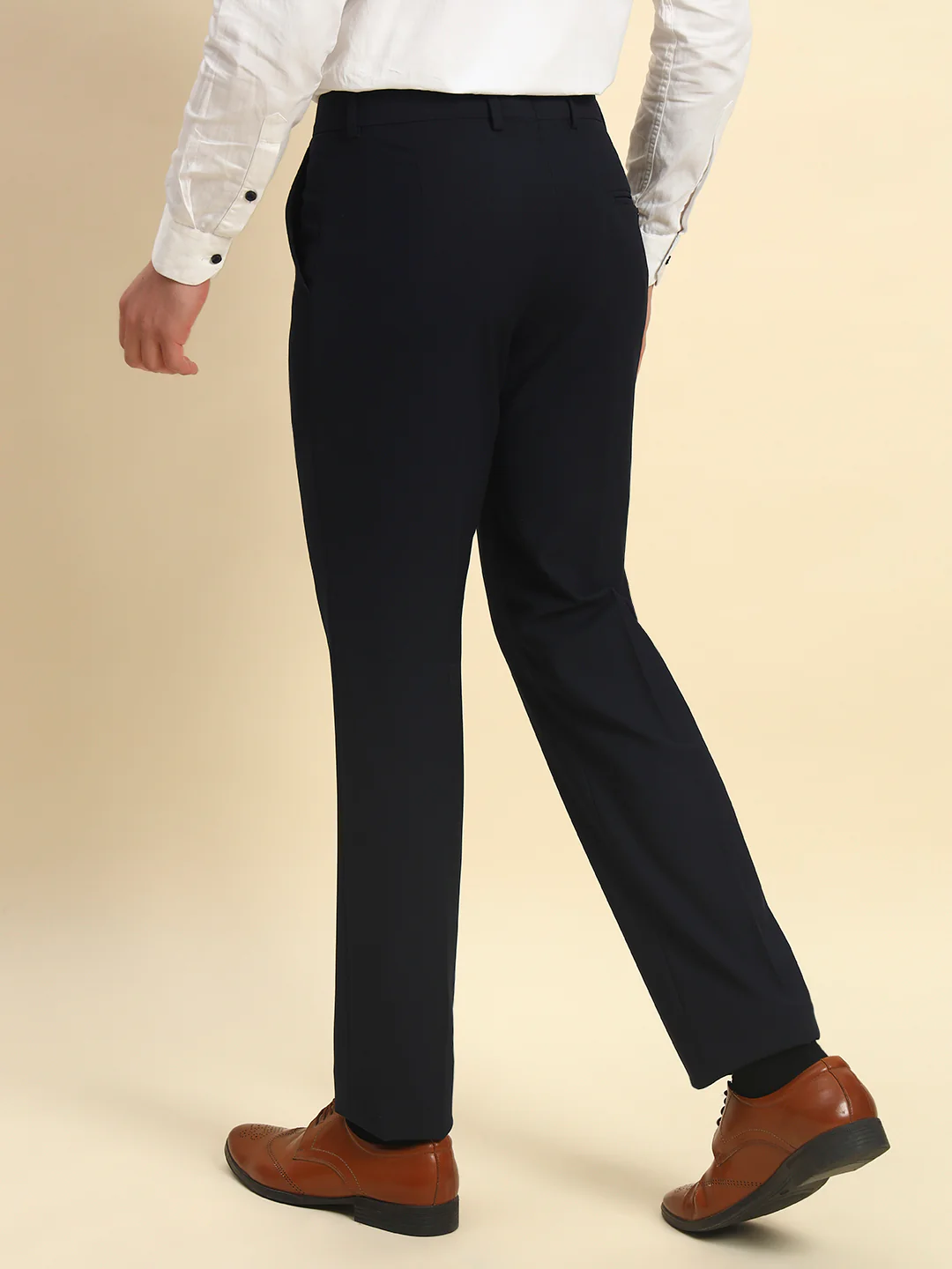 Formal Trouser for Men l Breathable & Soft with Color Fastness Regular Fit Poly Viscose Fabric Solid Pattern Hook & Bar Closure - Image 7