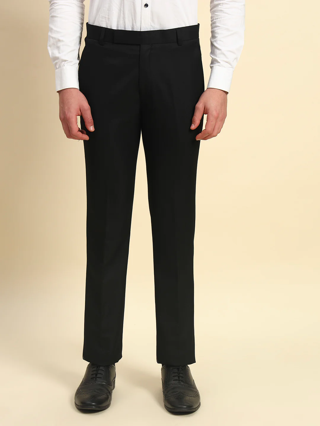 Formal Trouser for Men | Breathable & Soft with Color Fastness Regular Fit Poly Viscose Fabric Solid Pattern Hook & Bar Closure - Image 2