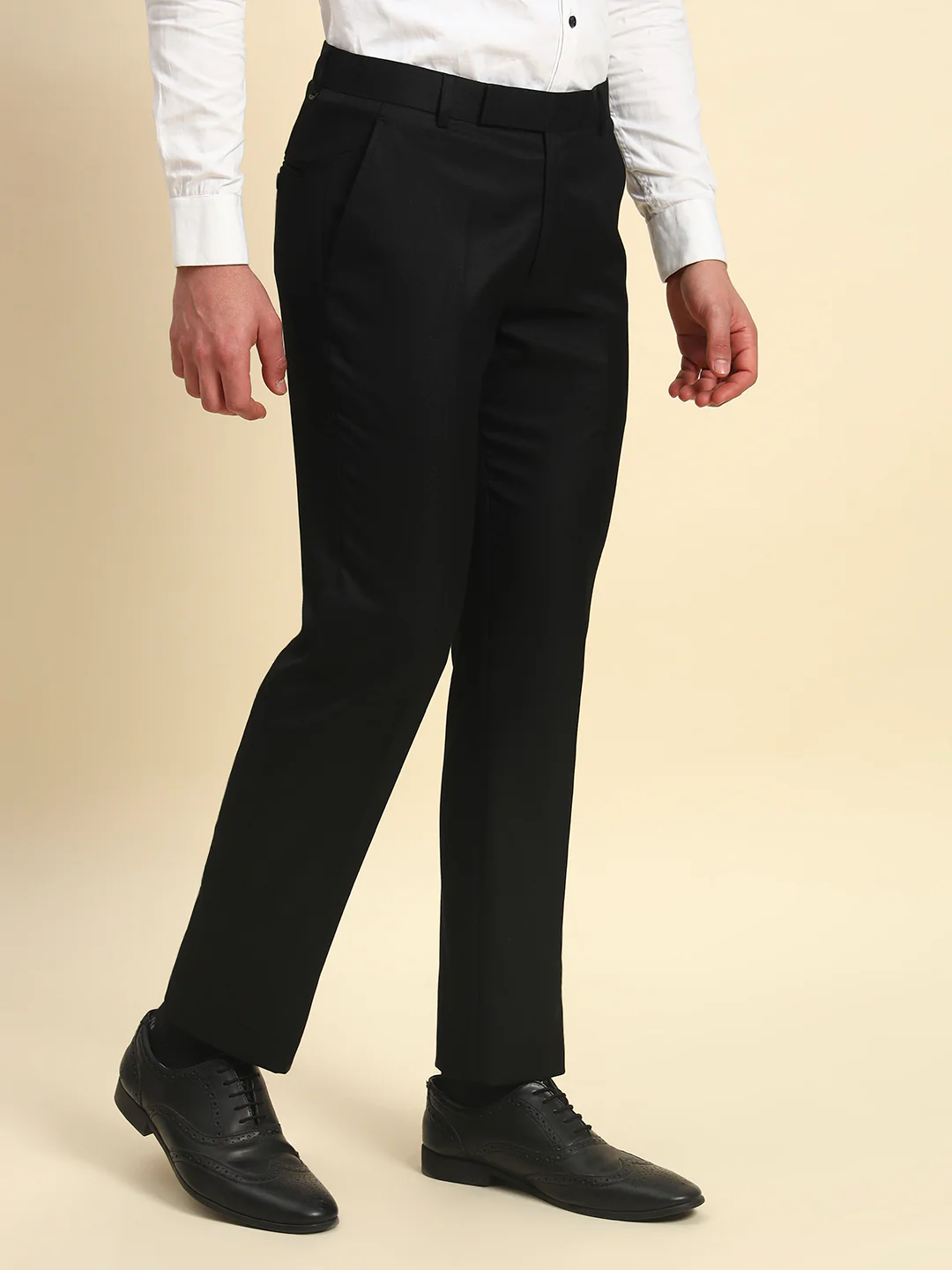 Formal Trouser for Men | Breathable & Soft with Color Fastness Regular Fit Poly Viscose Fabric Solid Pattern Hook & Bar Closure - Image 5