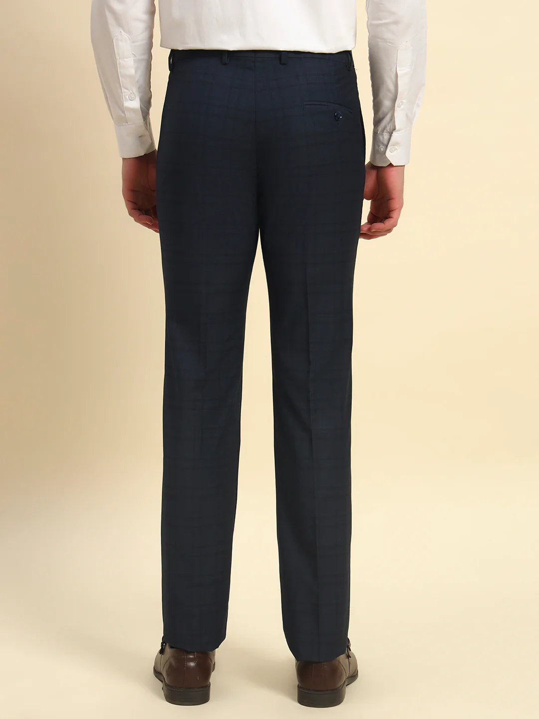 Formal Trouser for Men l Breathable & Soft with Color Fastness Regular Fit Terry Rayon Fabric Checkered Pattern Hook & Bar Closure - Image 8