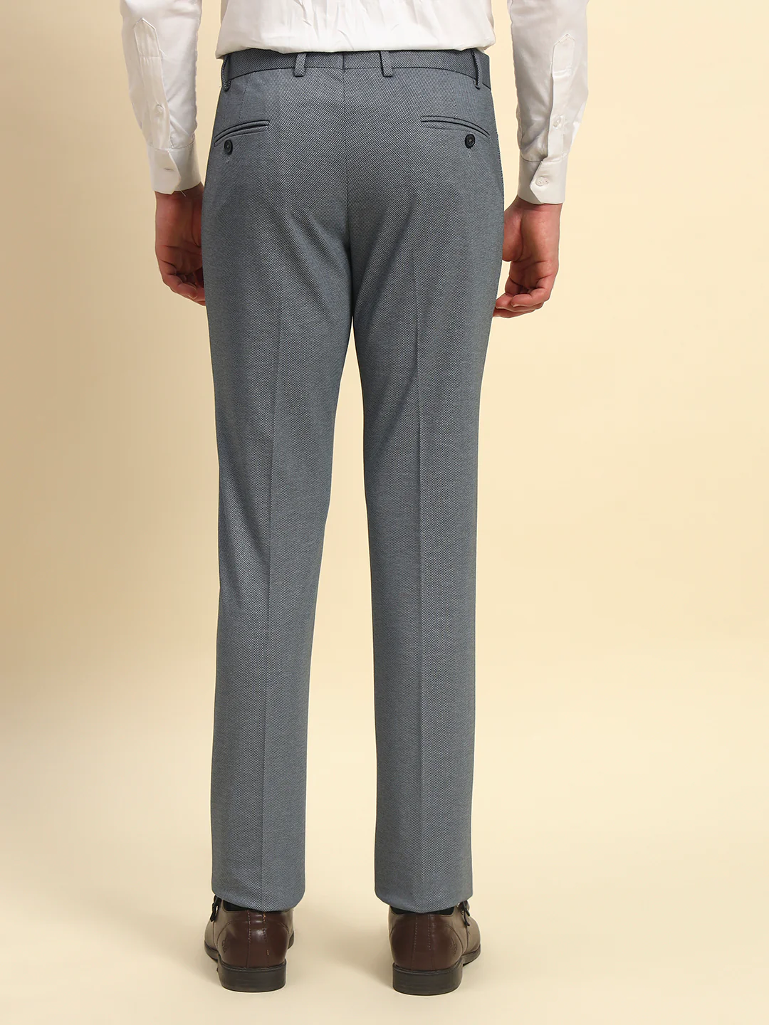 Formal Trouser for Men l Breathable & Soft with Color Fastness Regular Fit Terry Rayon Fabric Self Design Pattern Button Closure - Image 7