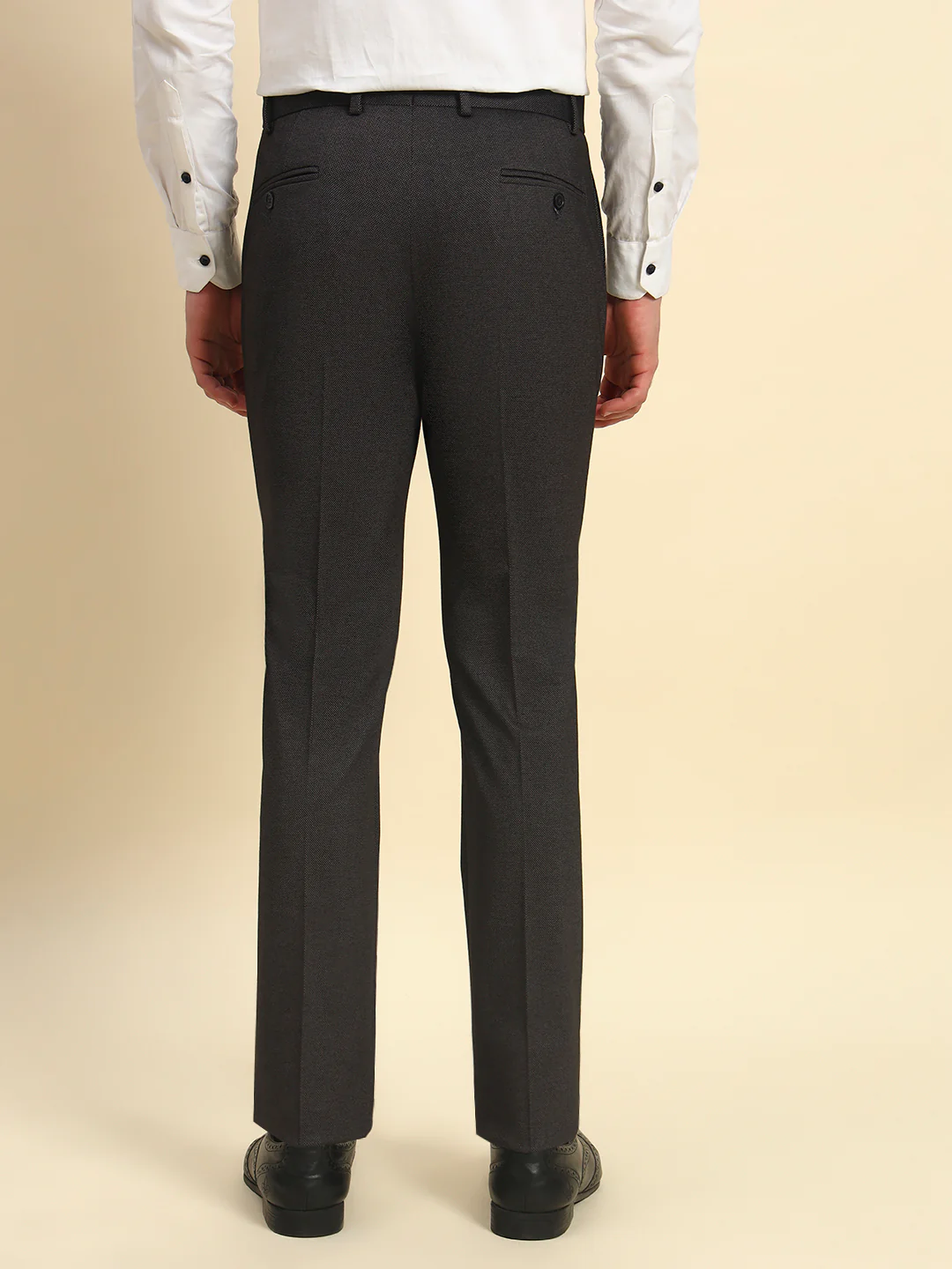 Formal Trouser for Men l Breathable & Soft with Color Fastness Regular Fit Terry Rayon Fabric Self Design Pattern Button Closure - Image 6