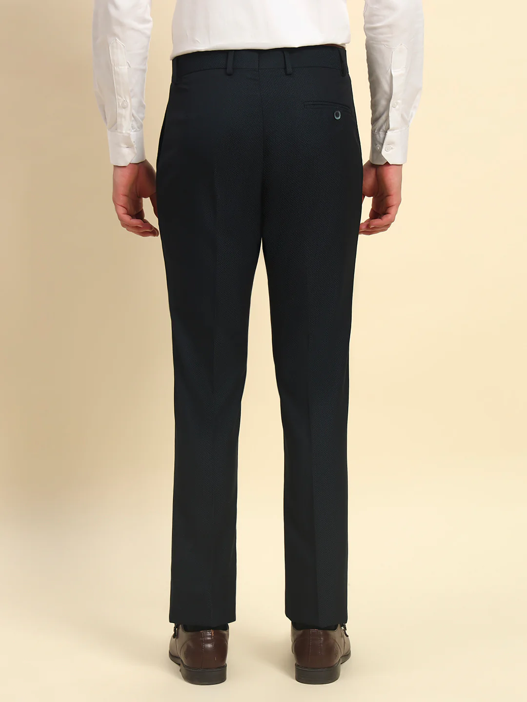 Formal Trouser for Men l Breathable & Soft with Color Fastness Regular Fit Terry Rayon Fabric Self Design Pattern Button Closure - Image 7