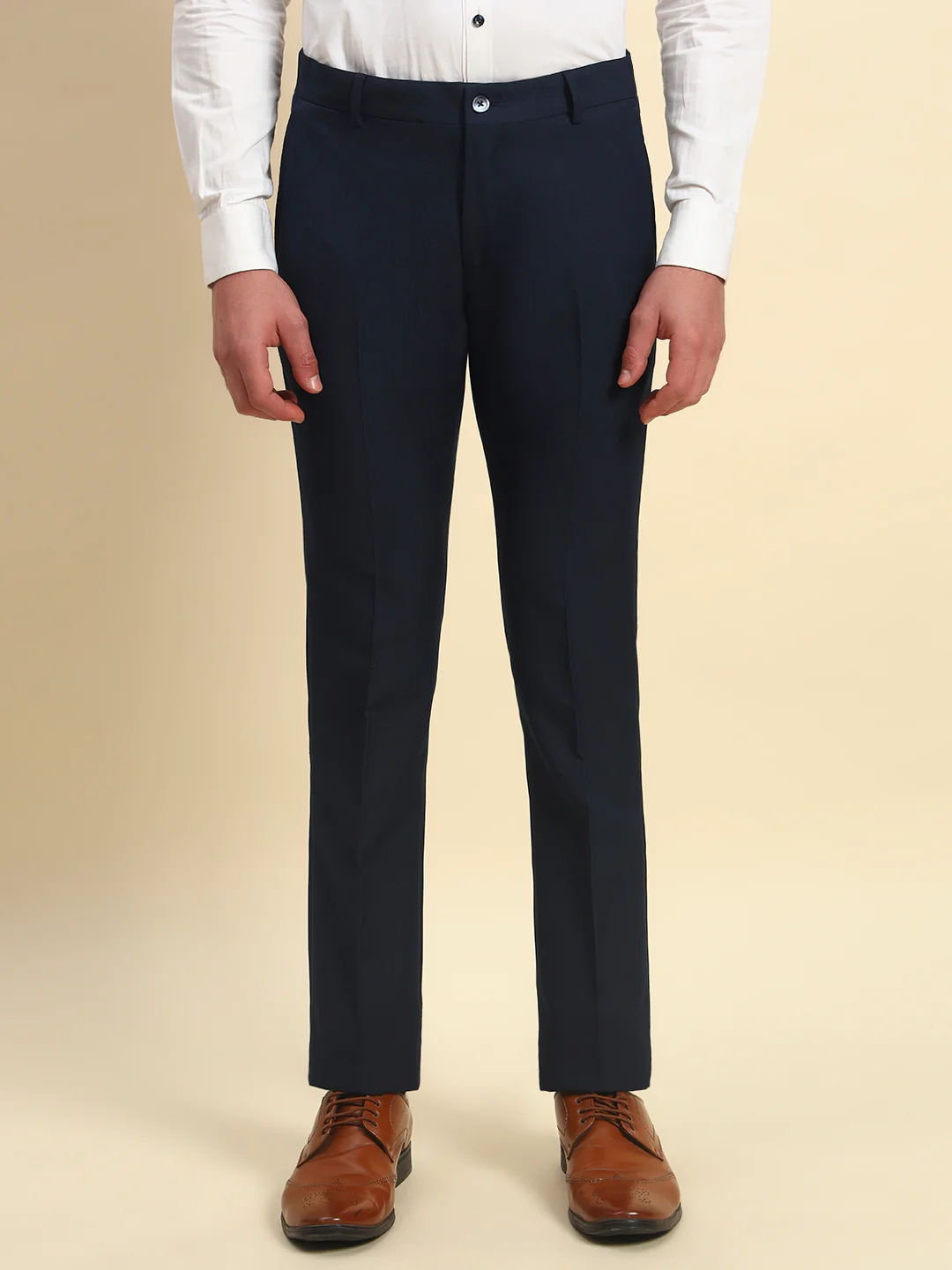 Formal Trouser for Men l Breathable & Soft with Color Fastness Regular Fit Terry Rayon Fabric Self Design Pattern Button Closure - Image 2