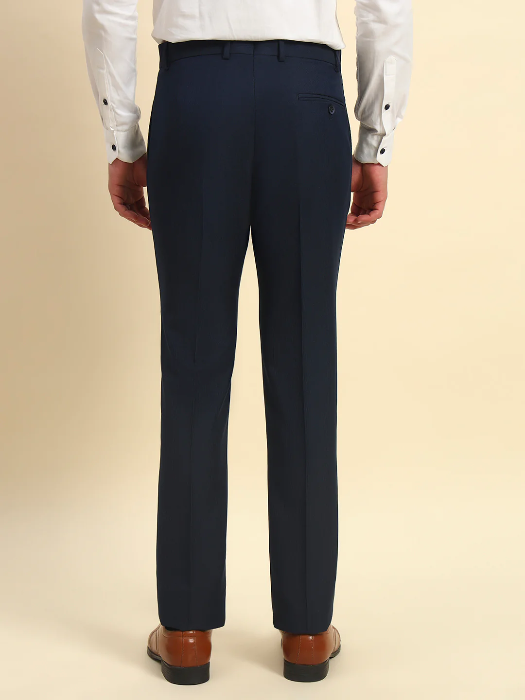 Formal Trouser for Men l Breathable & Soft with Color Fastness Regular Fit Terry Rayon Fabric Self Design Pattern Button Closure - Image 4