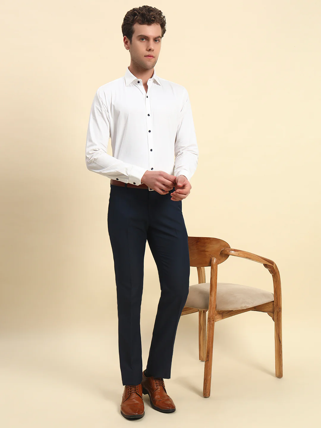 Formal Trouser for Men l Breathable & Soft with Color Fastness Regular Fit Terry Rayon Fabric Self Design Pattern Button Closure - Image 7