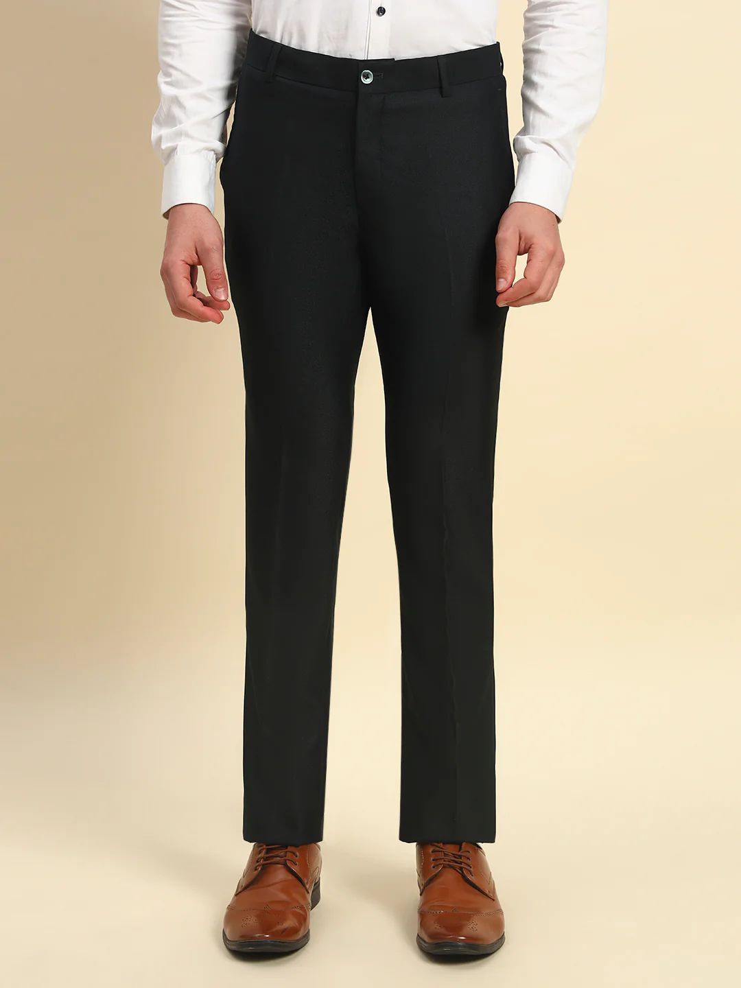 Formal Trouser for Men l Breathable & Soft with Color Fastness Regular Fit Terry Rayon Fabric Solid Pattern Button Closure - Image 2