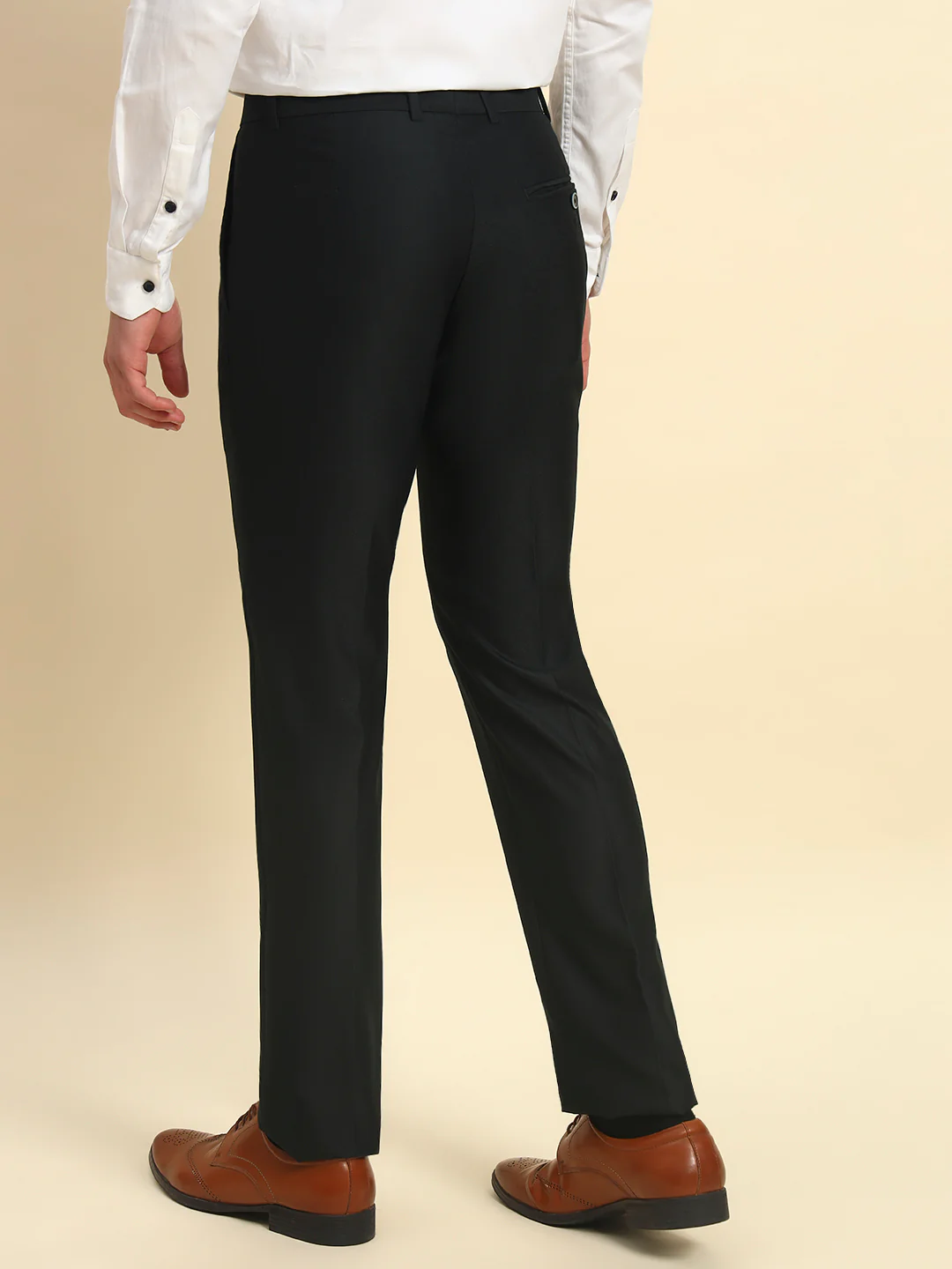 Formal Trouser for Men l Breathable & Soft with Color Fastness Regular Fit Terry Rayon Fabric Solid Pattern Button Closure - Image 3