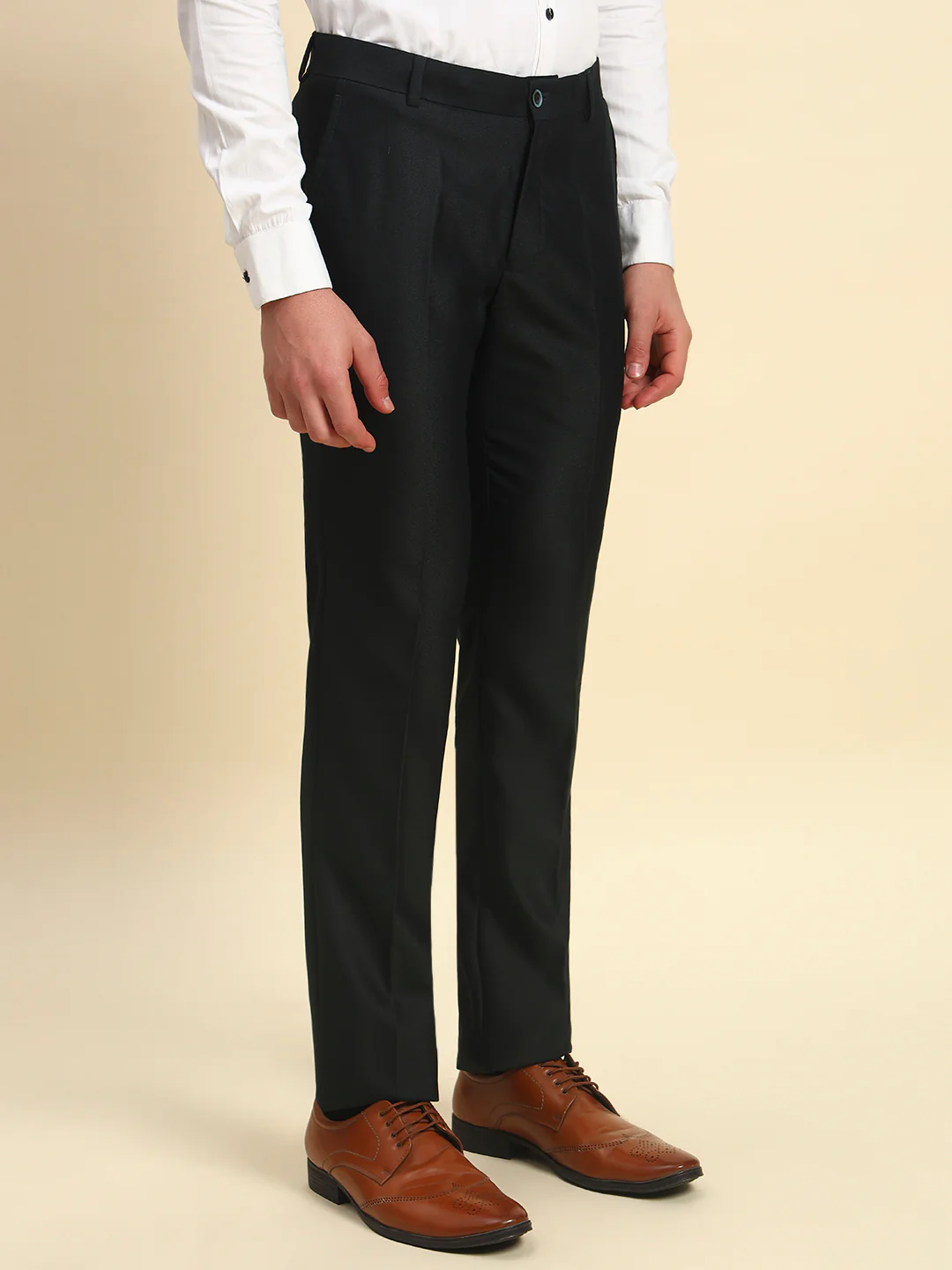 Formal Trouser for Men l Breathable & Soft with Color Fastness Regular Fit Terry Rayon Fabric Solid Pattern Button Closure - Image 5