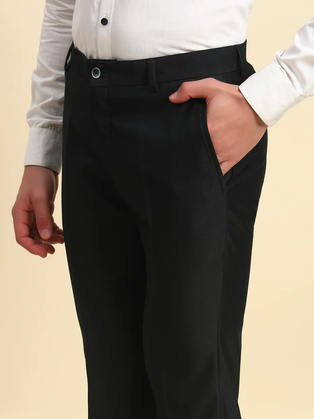 Formal Trouser for Men l Breathable & Soft with Color Fastness Regular Fit Terry Rayon Fabric Solid Pattern Button Closure - Image 6