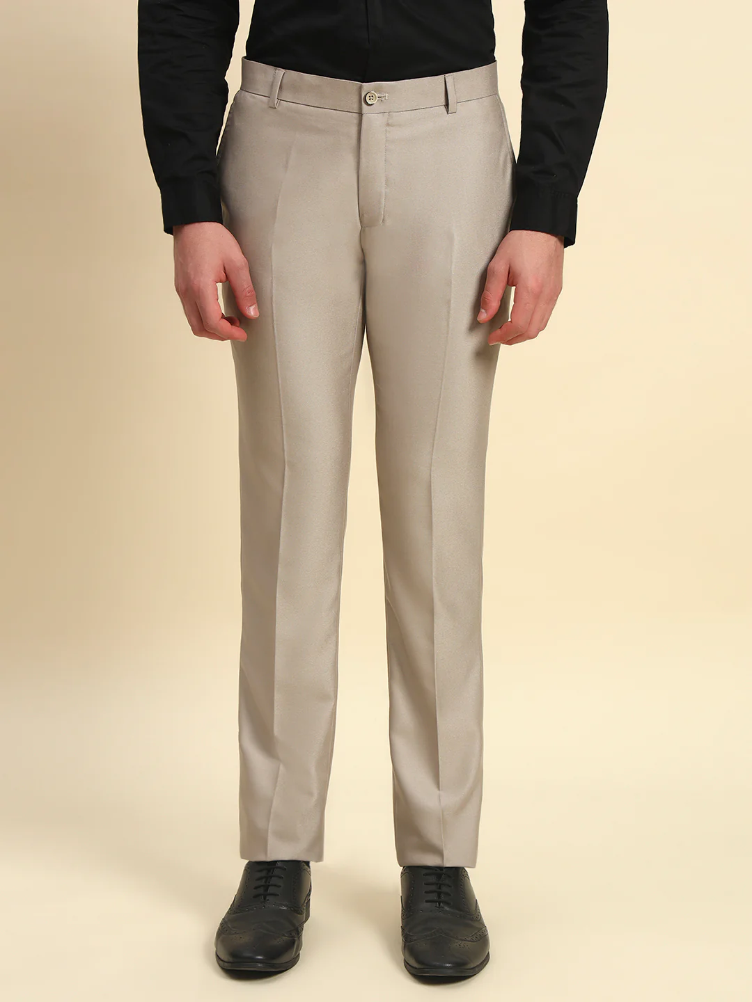 Formal Trouser for Men l Breathable & Soft with Color Fastness Regular Fit Terry Rayon Fabric Solid Pattern Button Closure - Image 2