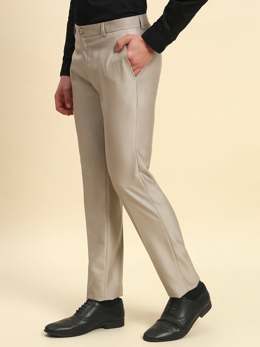 Formal Trouser for Men l Breathable & Soft with Color Fastness Regular Fit Terry Rayon Fabric Solid Pattern Button Closure - Image 3