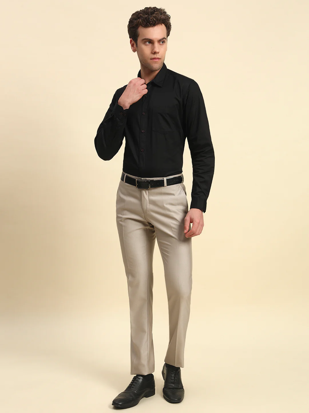 Formal Trouser for Men l Breathable & Soft with Color Fastness Regular Fit Terry Rayon Fabric Solid Pattern Button Closure - Image 6