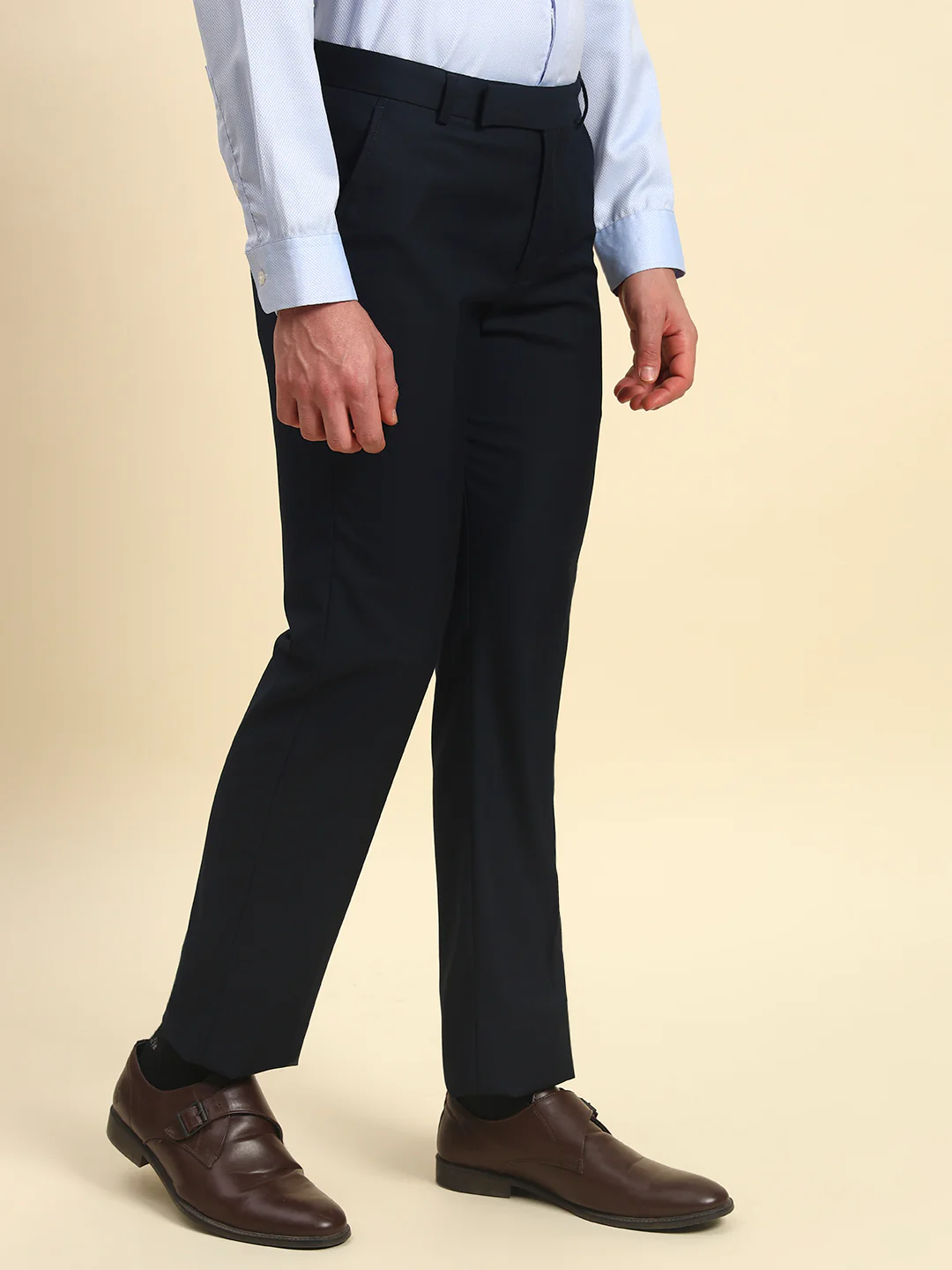 Formal Trouser for Men | Breathable & Soft with Color Fastness Regular Fit Terry Rayon Fabric Solid Pattern Hook & Bar Closure - Image 5
