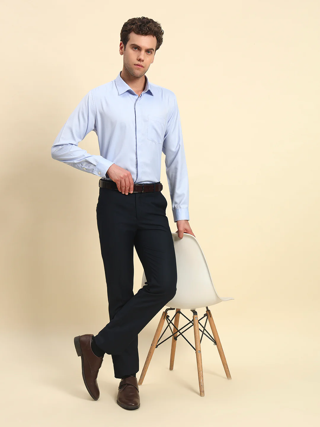 Formal Trouser for Men | Breathable & Soft with Color Fastness Regular Fit Terry Rayon Fabric Solid Pattern Hook & Bar Closure - Image 7