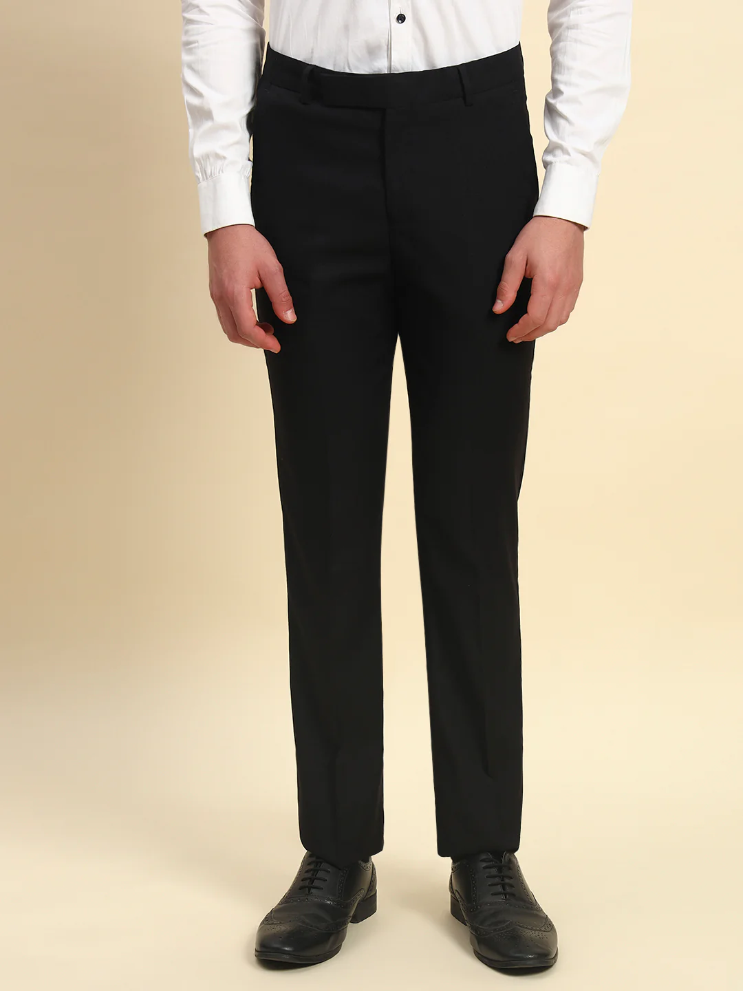 Formal Trouser for Men l Breathable & Soft with Color Fastness Regular Fit Terry Rayon Fabric Solid Pattern Hook & Bar Closure - Image 2