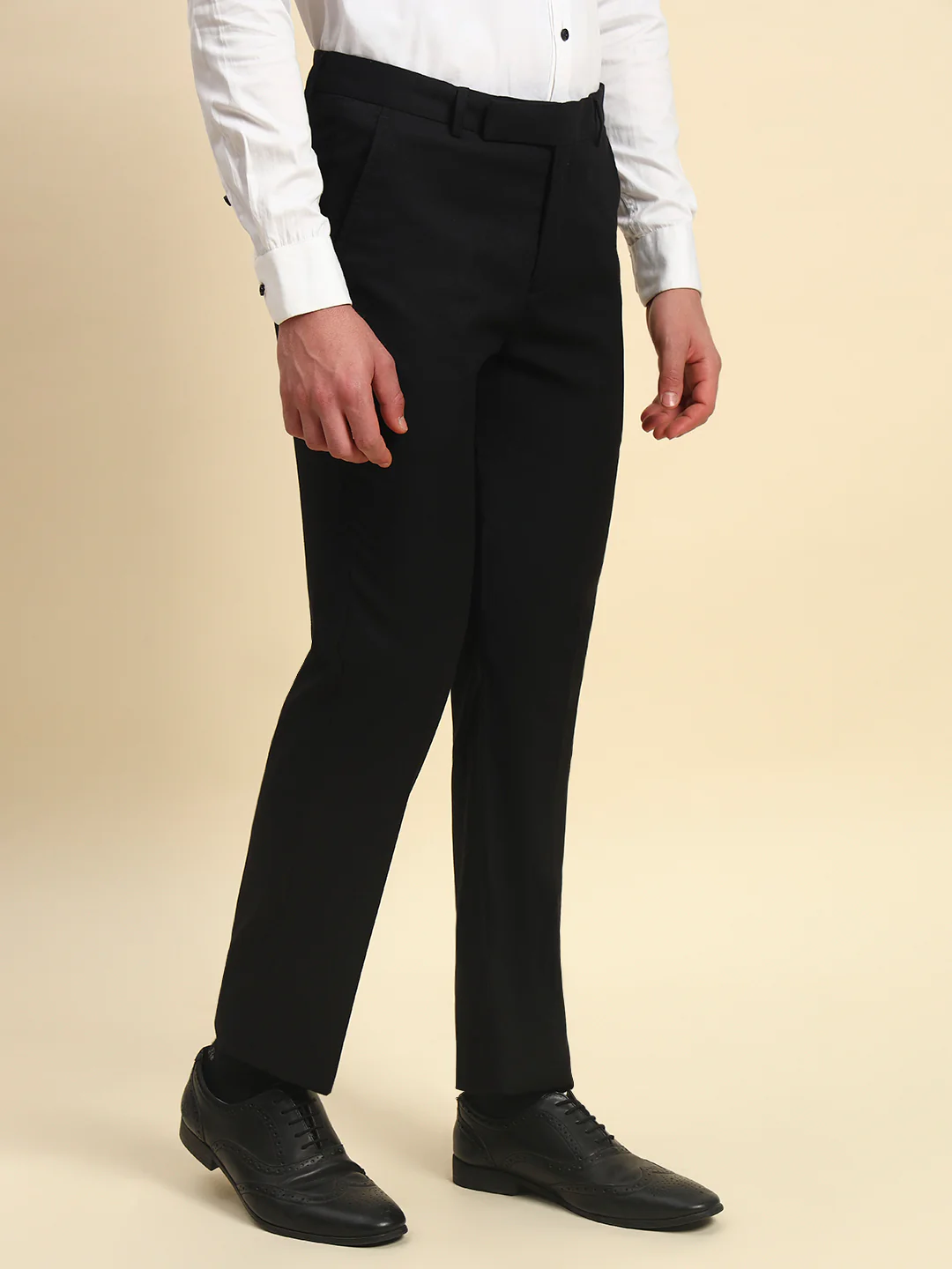 Formal Trouser for Men l Breathable & Soft with Color Fastness Regular Fit Terry Rayon Fabric Solid Pattern Hook & Bar Closure - Image 4