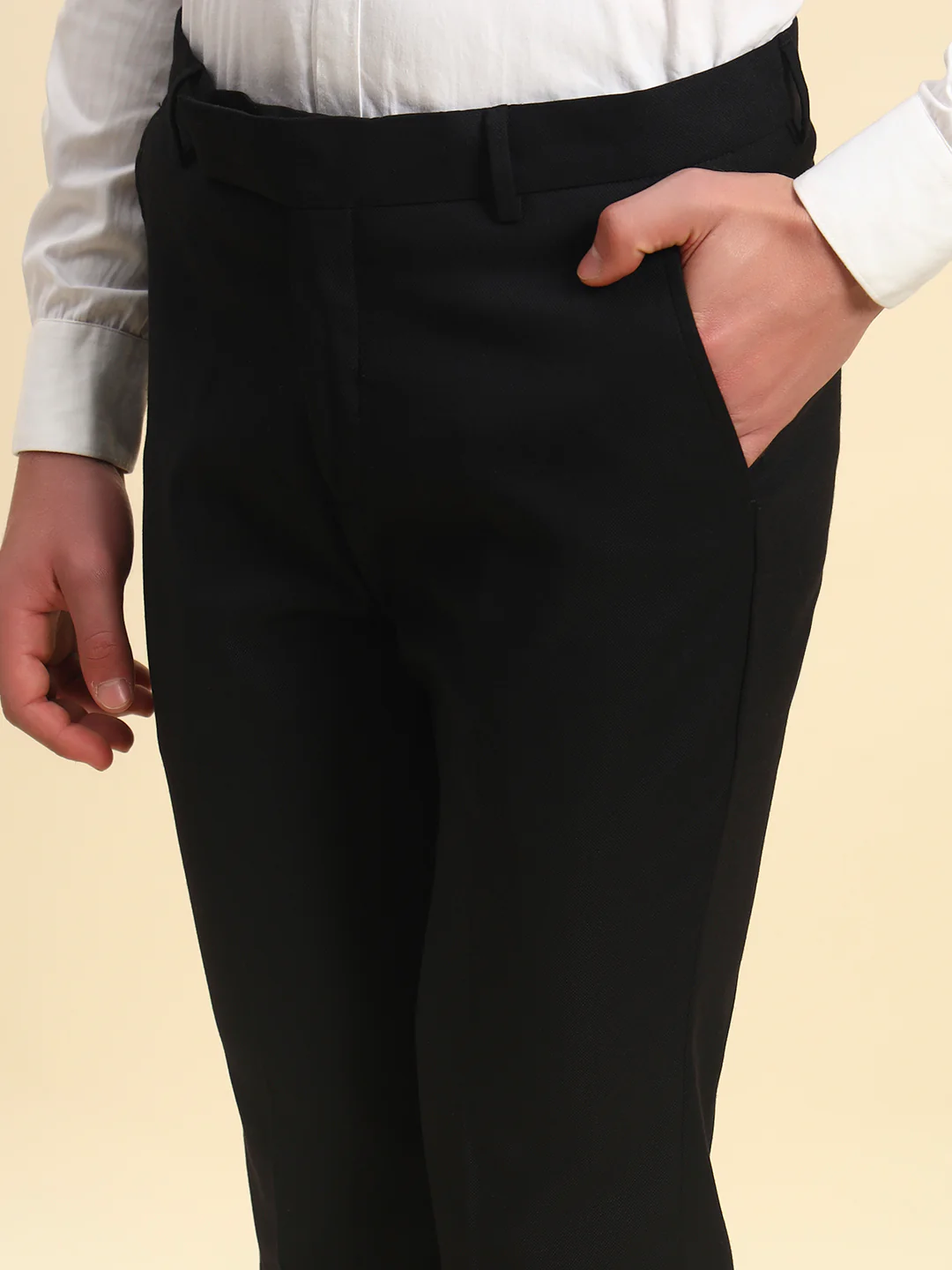 Formal Trouser for Men l Breathable & Soft with Color Fastness Regular Fit Terry Rayon Fabric Solid Pattern Hook & Bar Closure - Image 5