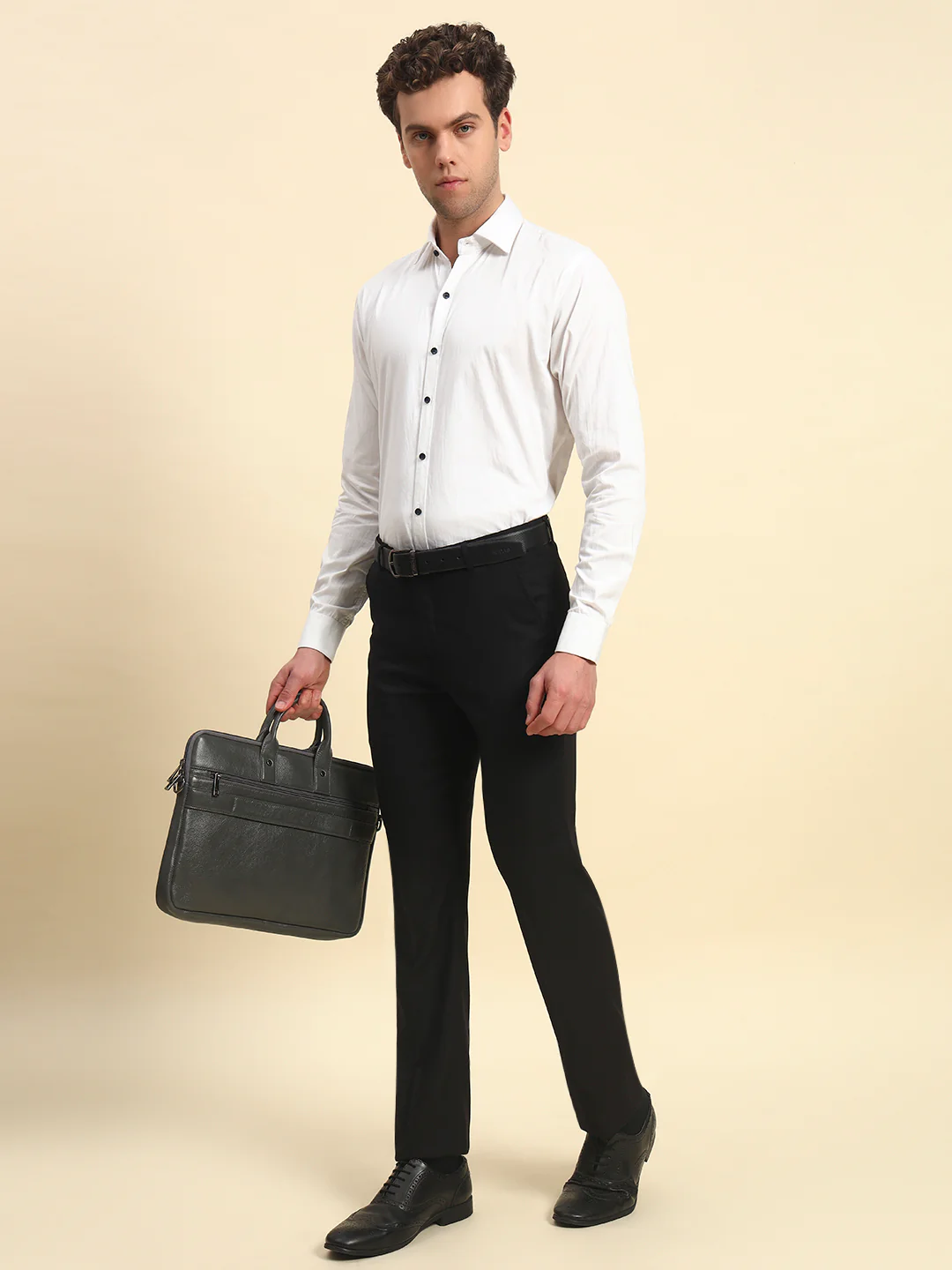 Formal Trouser for Men l Breathable & Soft with Color Fastness Regular Fit Terry Rayon Fabric Solid Pattern Hook & Bar Closure - Image 6
