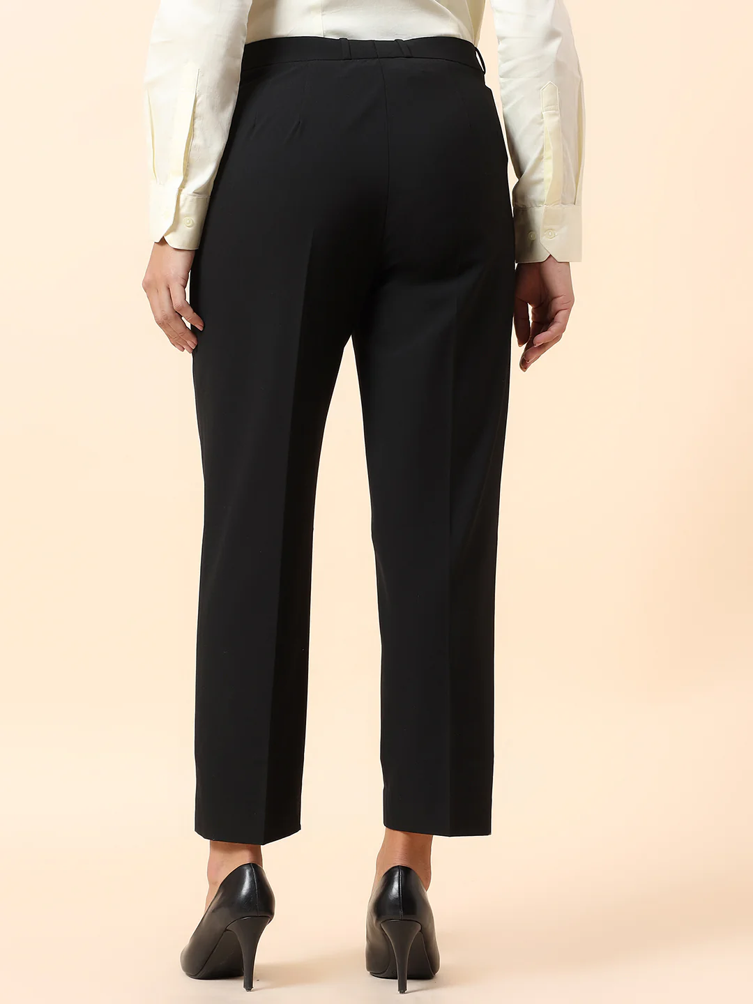 Formal Trouser for Women | Breathable & Soft with Color Fastness Regular Fit Poly Viscose Lycra Fabric Solid Pattern Hook & Bar Closure - Image 6
