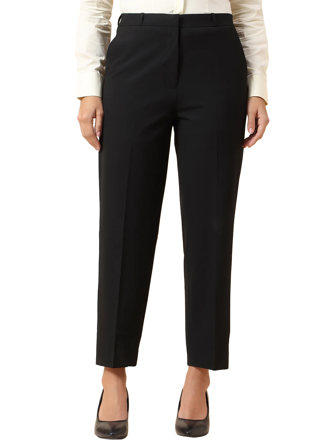 Formal Trouser for Women | Breathable & Soft with Color Fastness Regular Fit Poly Viscose Lycra Fabric Solid Pattern Hook & Bar Closure - Image 9