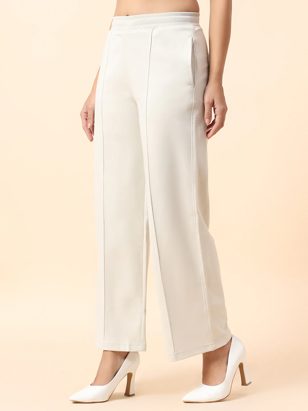 Formal Trouser for Women | Breathable & Soft with Color Fastness Regular Fit Polyester Fabric Solid Pattern Elasticated Closure - Image 4