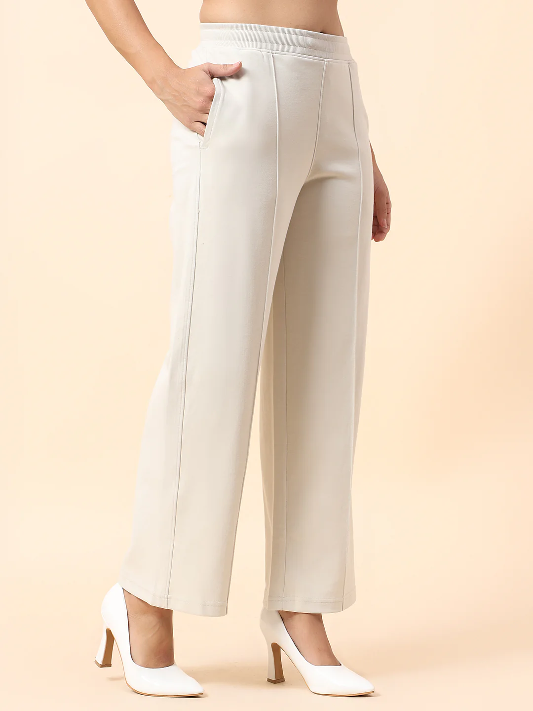 Formal Trouser for Women | Breathable & Soft with Color Fastness Regular Fit Polyester Fabric Solid Pattern Elasticated Closure - Image 5