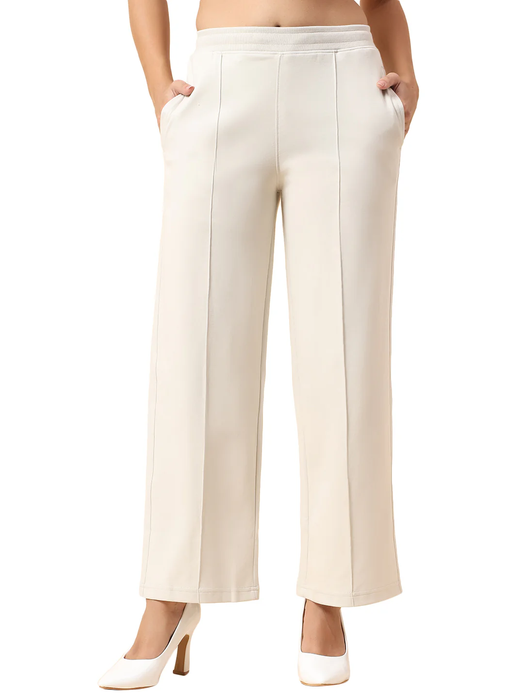 Formal Trouser for Women | Breathable & Soft with Color Fastness Regular Fit Polyester Fabric Solid Pattern Elasticated Closure - Image 9
