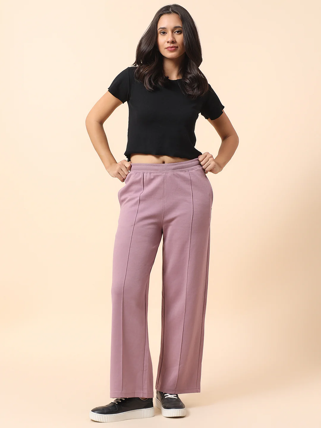 Formal Trouser for Women | Breathable & Soft with Color Fastness Regular Fit Polyester Fabric Solid Pattern Elasticated Closure - Image 8