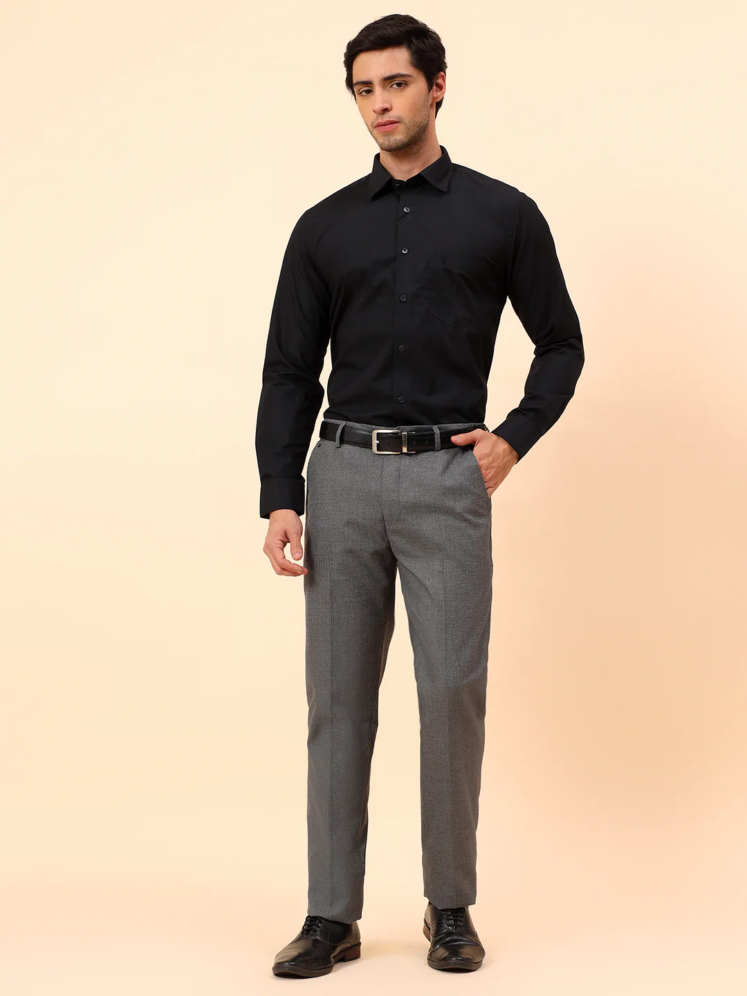 Formal Trousers for Men l Breathable & Soft with Color Fastness Regular Fit Poly Viscose Fabric Check Pattern Button Closure - Image 8
