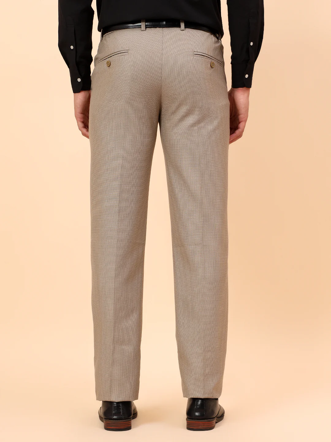 Formal Trousers for Men l Breathable & Soft with Color Fastness Regular Fit Poly Viscose Fabric Check Pattern Button Closure - Image 6