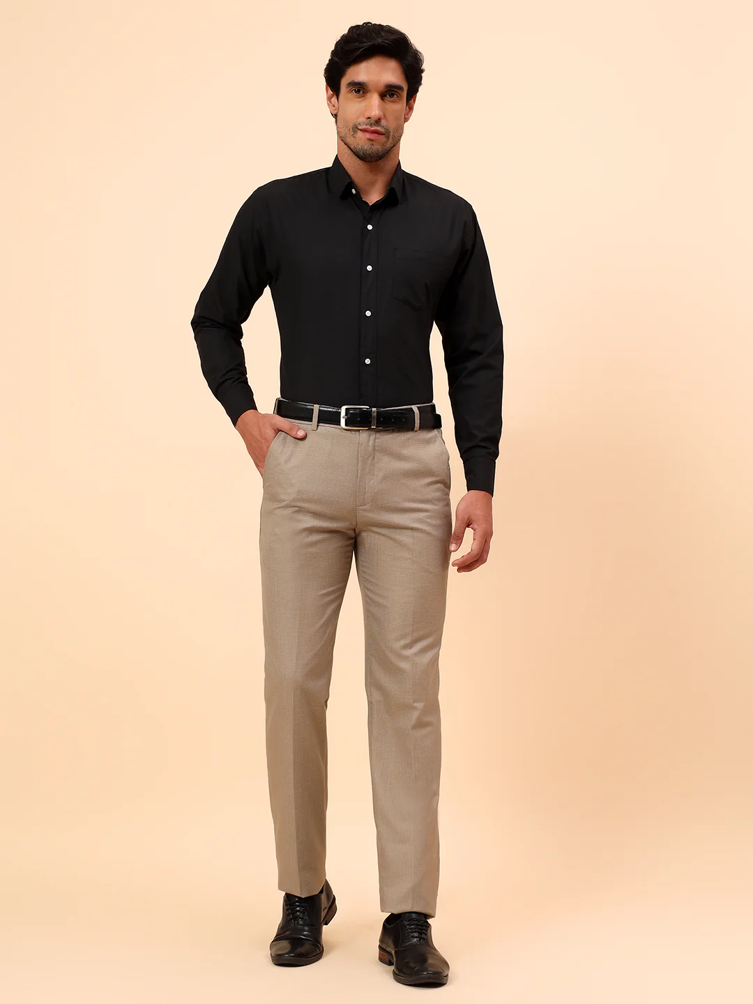 Formal Trousers for Men l Breathable & Soft with Color Fastness Regular Fit Poly Viscose Fabric Check Pattern Button Closure - Image 8