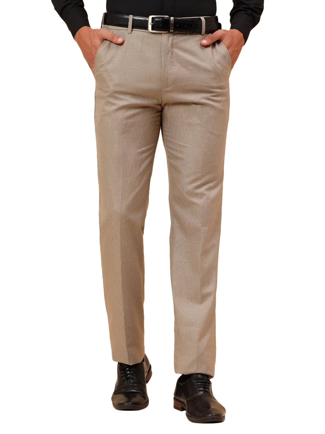 Formal Trousers for Men l Breathable & Soft with Color Fastness Regular Fit Poly Viscose Fabric Check Pattern Button Closure - Image 9
