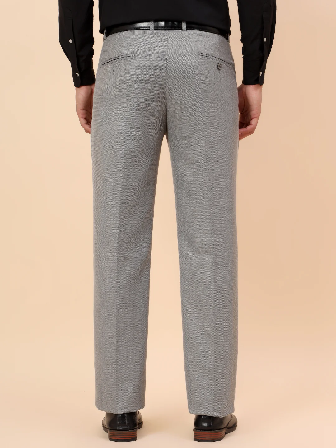 Formal Trousers for Men l Breathable & Soft with Color Fastness Regular Fit Poly Viscose Fabric Self Design Pattern Hook & Eye Closure - Image 6
