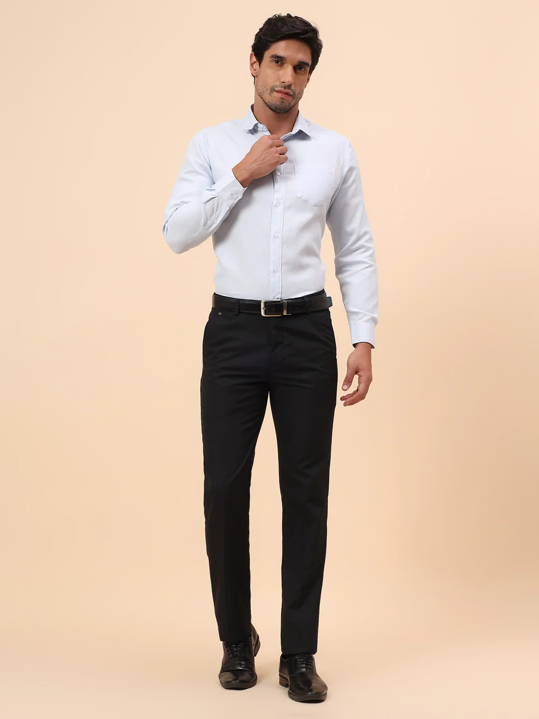 Formal Trousers for Men l Breathable & Soft with Color Fastness Regular Fit Poly Viscose Fabric Self Design Pattern Hook & Eye Closure - Image 8