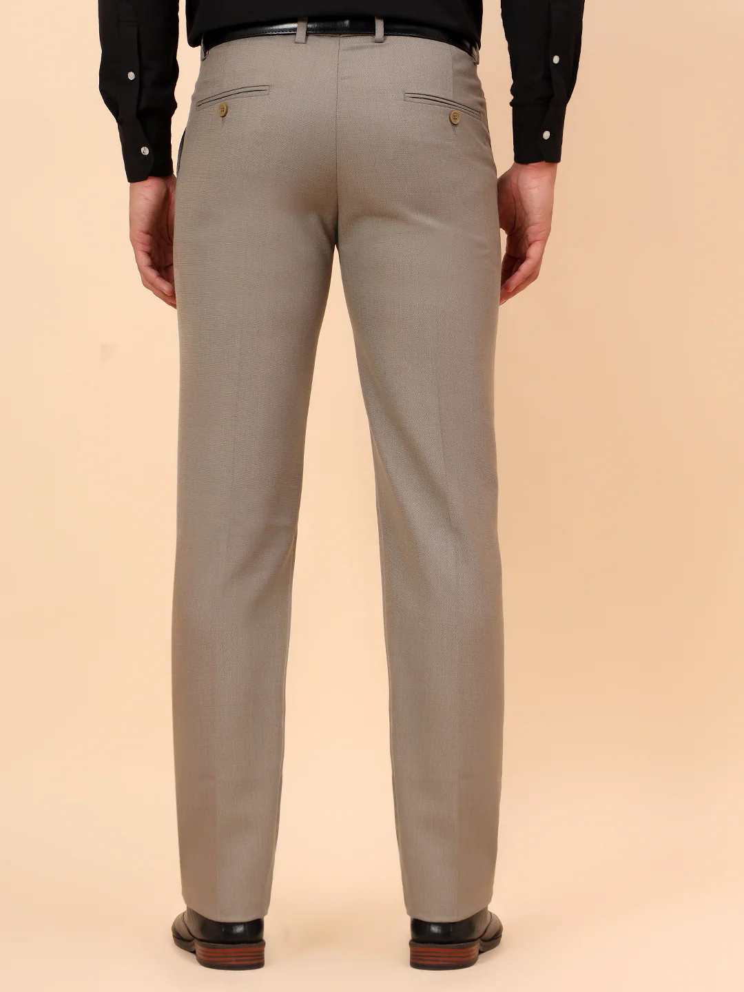 Formal Trousers for Men l Breathable & Soft with Color Fastness Regular Fit Poly Viscose Fabric Self Design Pattern Hook & Eye Closure - Image 6