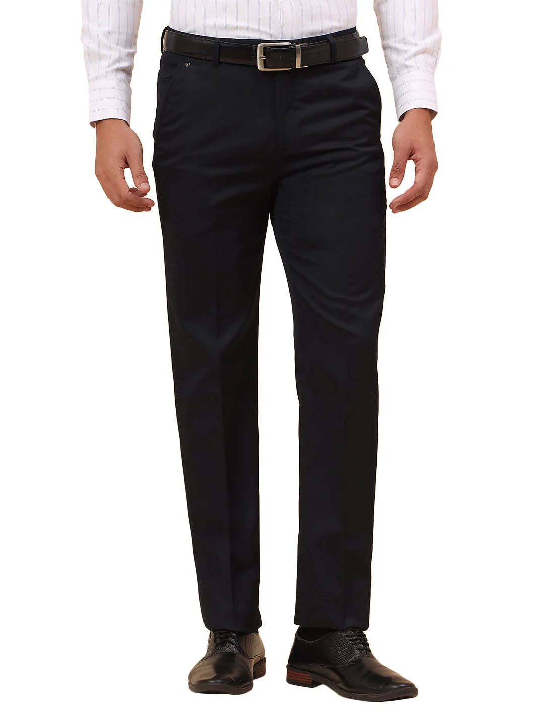 Formal Trousers for Men l Breathable & Soft with Color Fastness Regular Fit Poly Viscose Fabric Solid Pattern Hook & Eye Closure - Image 9